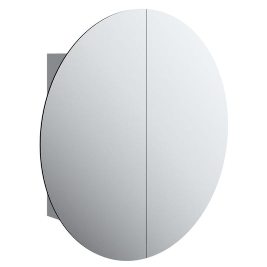 Bathroom Cabinet with Round Mirror&LED Grey 54x54x17.5 cm Bathroom Cabinet with Round Mirror&LED Grey 54x54x17.5 cm