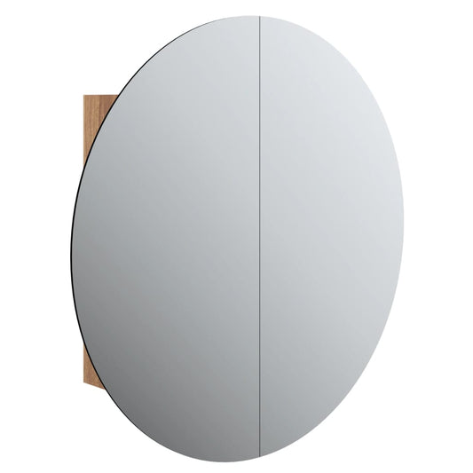 Bathroom Cabinet with Round Mirror&LED Oak 54x54x17.5 cm Bathroom Cabinet with Round Mirror&LED Oak 54x54x17.5 cm