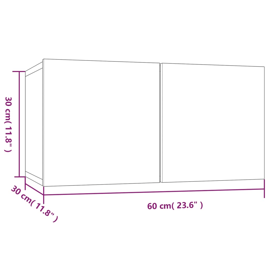 4 Piece Wall-mounted TV Cabinet Set Grey Sonoma 60x30x30 cm Engineered Wood