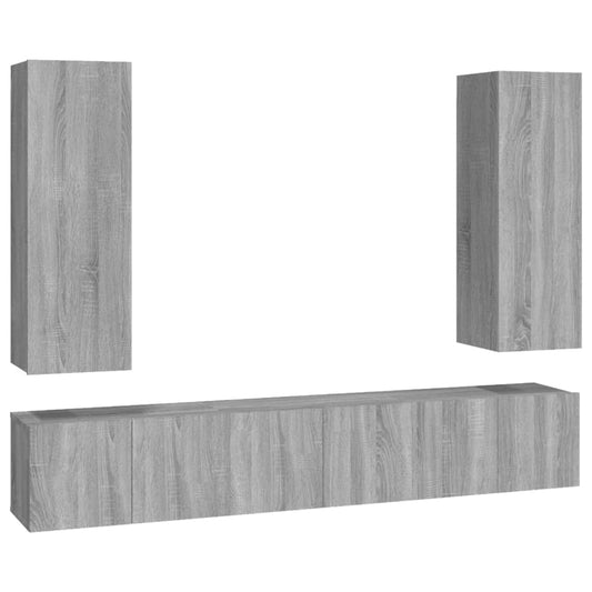 5 Piece TV Cabinet Set Grey Sonoma Engineered Wood 5 Piece TV Cabinet Set Grey Sonoma Engineered Wood