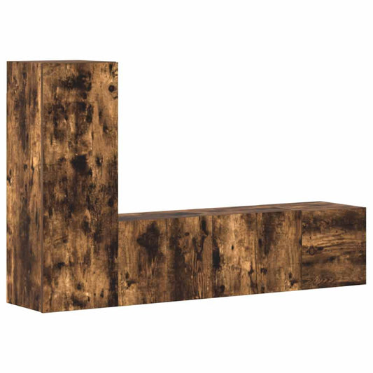 3 Piece TV Cabinet Set Smoked Oak Engineered Wood 3 Piece TV Cabinet Set Smoked Oak Engineered Wood