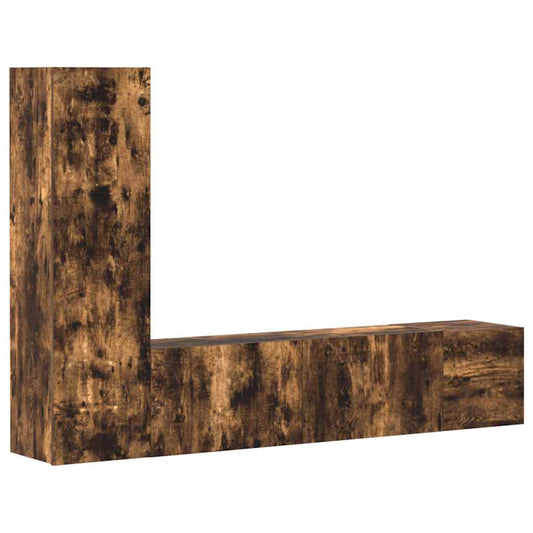 3 Piece TV Cabinet Set Smoked Oak Engineered Wood 3 Piece TV Cabinet Set Smoked Oak Engineered Wood