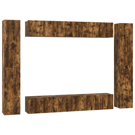 10 Piece TV Cabinet Set Smoked Oak Engineered Wood 10 Piece TV Cabinet Set Smoked Oak Engineered Wood
