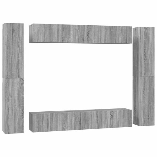 10 Piece TV Cabinet Set Grey Sonoma Engineered Wood 10 Piece TV Cabinet Set Grey Sonoma Engineered Wood