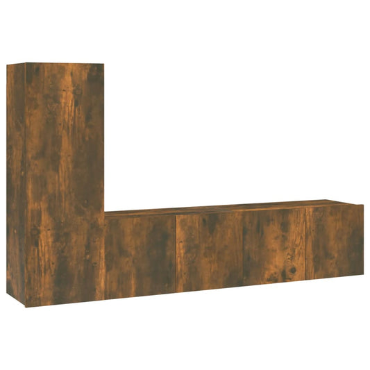 3 Piece TV Cabinet Set Smoked Oak Engineered Wood 3 Piece TV Cabinet Set Smoked Oak Engineered Wood