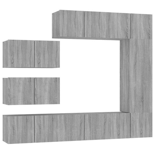 8 Piece TV Cabinet Set Grey Sonoma Engineered Wood 8 Piece TV Cabinet Set Grey Sonoma Engineered Wood