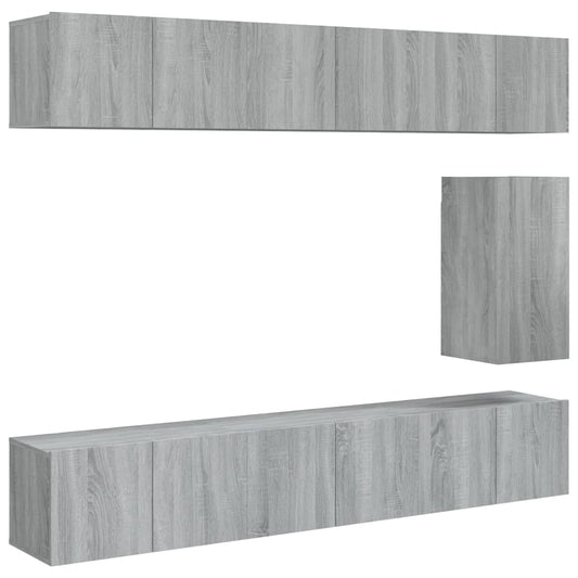 7 Piece TV Cabinet Set Grey Sonoma Engineered Wood 7 Piece TV Cabinet Set Grey Sonoma Engineered Wood
