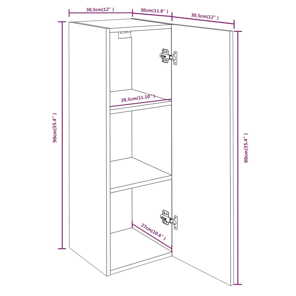TV Cabinets 4 pcs Grey Sonoma 30.5x30x90 cm Engineered Wood