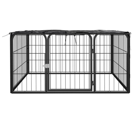 Dog Playpen 4 Panels Black 100x50 cm Powder-coated Steel Dog Playpen 4 Panels Black 100x50 cm Powder-coated Steel
