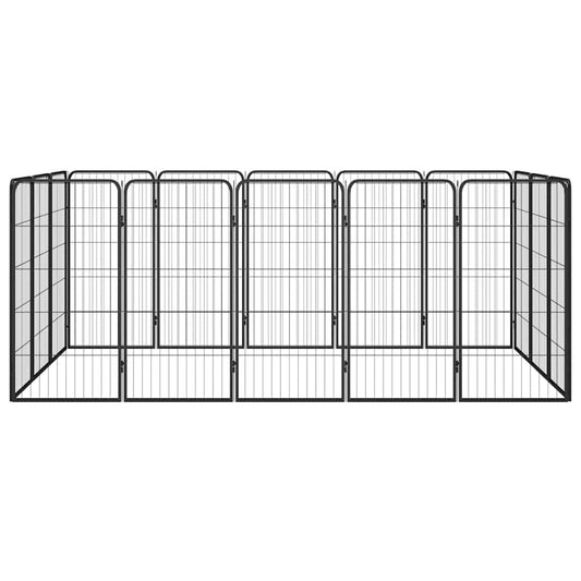 16-Panel Dog Playpen Black 50x100 cm Powder-coated Steel 16-Panel Dog Playpen Black 50x100 cm Powder-coated Steel