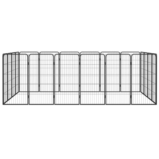 20-Panel Dog Playpen Black 50x100 cm Powder-coated Steel 20-Panel Dog Playpen Black 50x100 cm Powder-coated Steel