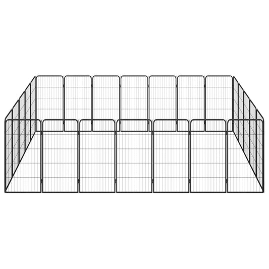 24-Panel Dog Playpen Black 50x100 cm Powder-coated Steel 24-Panel Dog Playpen Black 50x100 cm Powder-coated Steel