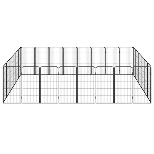 28-Panel Dog Playpen Black 50x100 cm Powder-coated Steel 28-Panel Dog Playpen Black 50x100 cm Powder-coated Steel