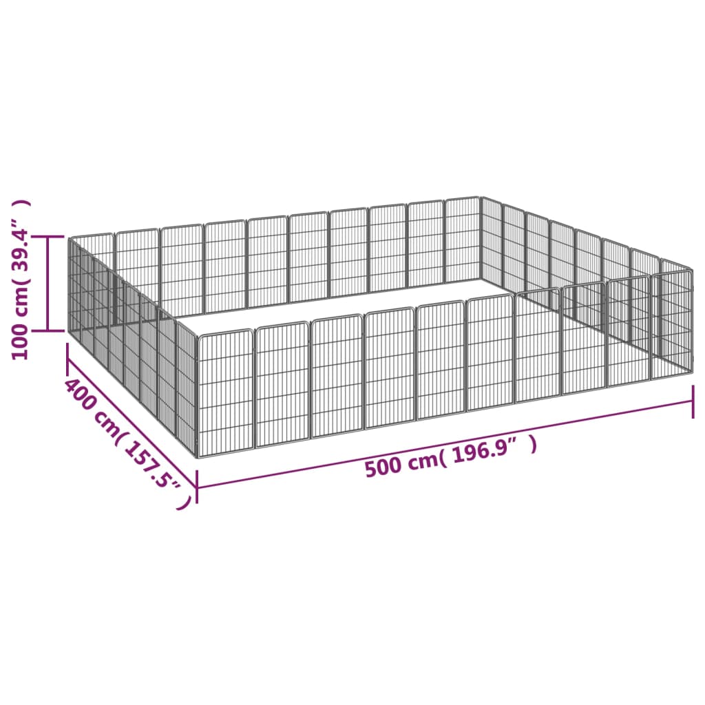 36-Panel Dog Playpen Black 50x100 cm Powder-coated Steel