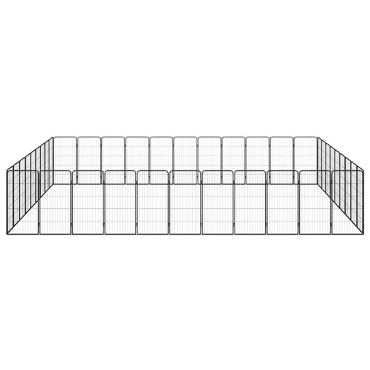 40-Panel Dog Playpen Black 50x100 cm Powder-coated Steel 40-Panel Dog Playpen Black 50x100 cm Powder-coated Steel