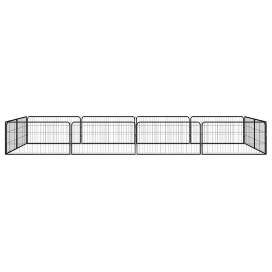 12-Panel Dog Playpen Black 100x50 cm Powder-coated Steel 12-Panel Dog Playpen Black 100x50 cm Powder-coated Steel