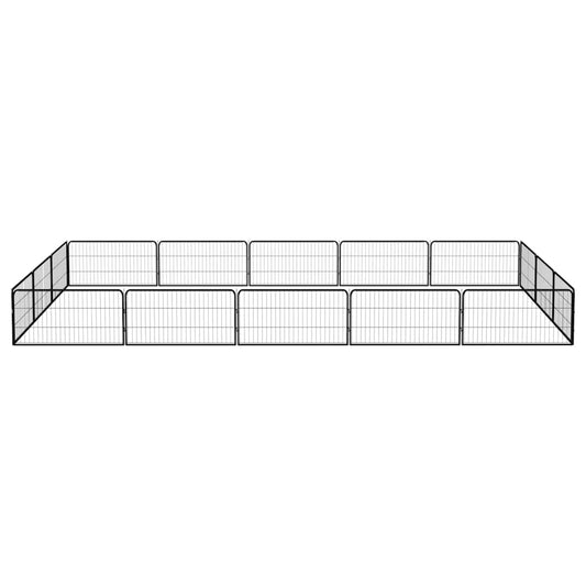 16-Panel Dog Playpen Black 100x50 cm Powder-coated Steel 16-Panel Dog Playpen Black 100x50 cm Powder-coated Steel