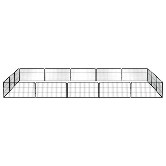 16-Panel Dog Playpen Black 100x50 cm Powder-coated Steel 16-Panel Dog Playpen Black 100x50 cm Powder-coated Steel
