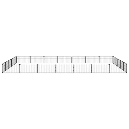 24-Panel Dog Playpen Black 100x50 cm Powder-coated Steel 24-Panel Dog Playpen Black 100x50 cm Powder-coated Steel