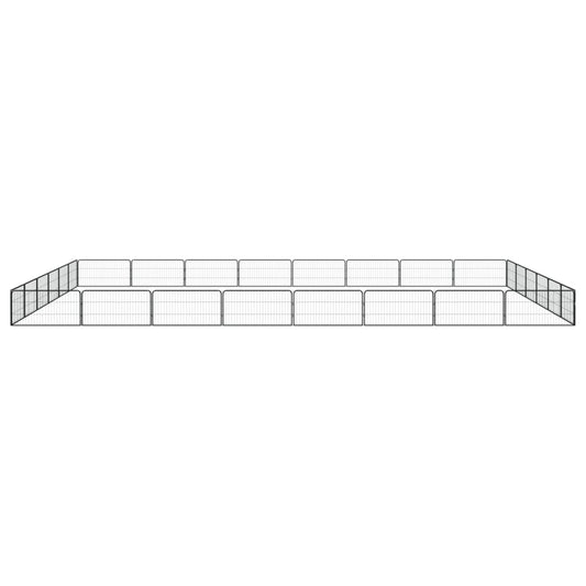 28-Panel Dog Playpen Black 100x50 cm Powder-coated Steel 28-Panel Dog Playpen Black 100x50 cm Powder-coated Steel