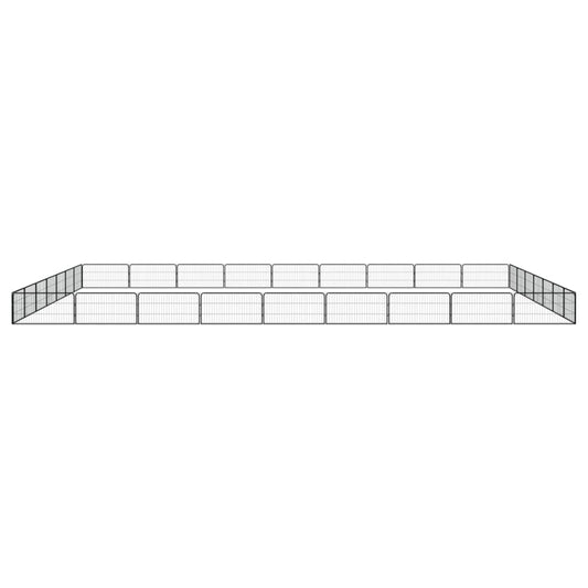 32-Panel Dog Playpen Black 100x50 cm Powder-coated Steel 32-Panel Dog Playpen Black 100x50 cm Powder-coated Steel