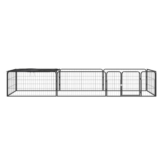 8-Panel Dog Playpen Black 100x50 cm Powder-coated Steel 8-Panel Dog Playpen Black 100x50 cm Powder-coated Steel