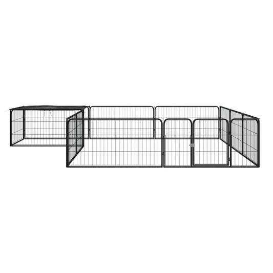 12-Panel Dog Playpen Black 100x50 cm Powder-coated Steel 12-Panel Dog Playpen Black 100x50 cm Powder-coated Steel