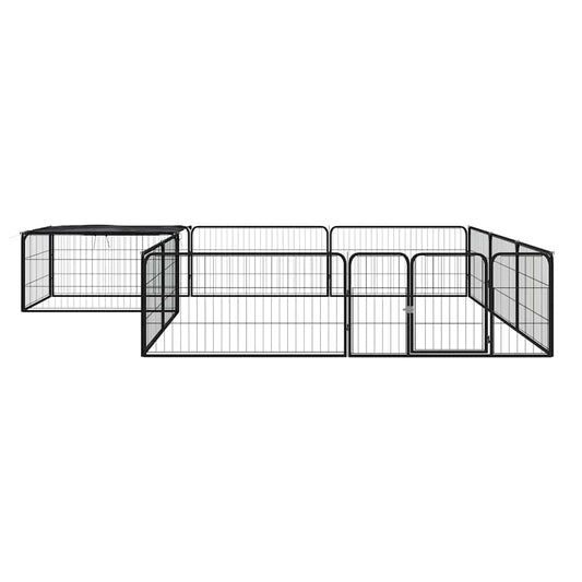 12-Panel Dog Playpen Black 100x50 cm Powder-coated Steel 12-Panel Dog Playpen Black 100x50 cm Powder-coated Steel