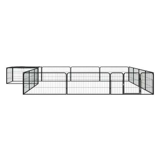 16-Panel Dog Playpen Black 100x50 cm Powder-coated Steel 16-Panel Dog Playpen Black 100x50 cm Powder-coated Steel
