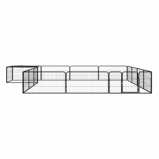 16-Panel Dog Playpen Black 100x50 cm Powder-coated Steel 16-Panel Dog Playpen Black 100x50 cm Powder-coated Steel