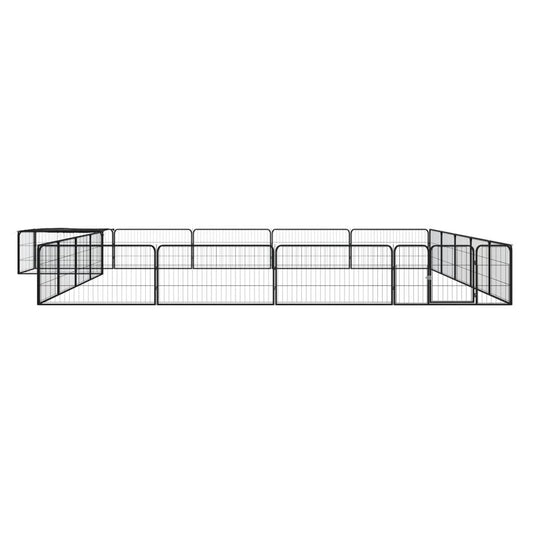 20-Panel Dog Playpen Black 100x50 cm Powder-coated Steel 20-Panel Dog Playpen Black 100x50 cm Powder-coated Steel