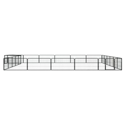 24-Panel Dog Playpen Black 100x50 cm Powder-coated Steel 24-Panel Dog Playpen Black 100x50 cm Powder-coated Steel
