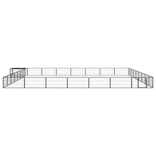 32-Panel Dog Playpen Black 100x50 cm Powder-coated Steel 32-Panel Dog Playpen Black 100x50 cm Powder-coated Steel