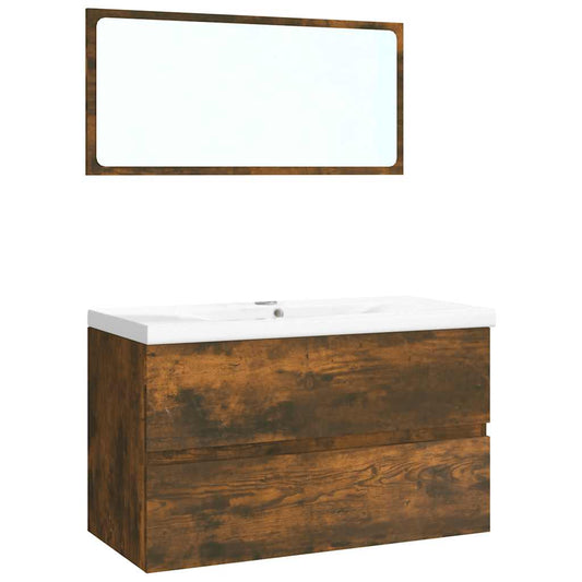 Bathroom Furniture Set Smoked Oak Engineered Wood Bathroom Furniture Set Smoked Oak Engineered Wood