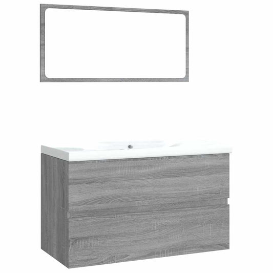 Bathroom Furniture Set Grey Sonoma Engineered Wood Bathroom Furniture Set Grey Sonoma Engineered Wood