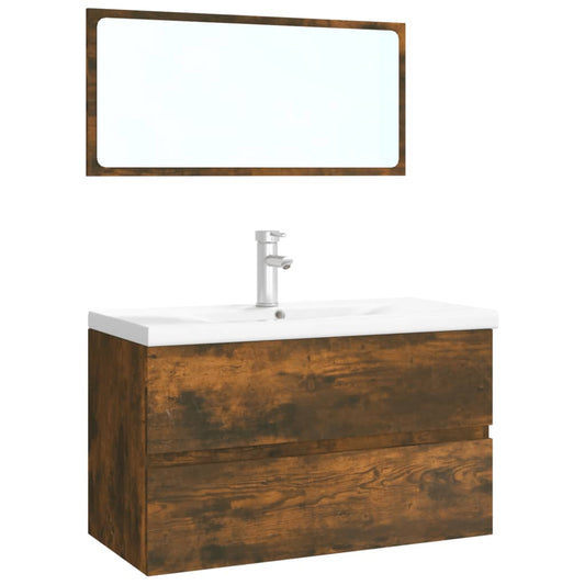 Bathroom Furniture Set Smoked Oak Engineered Wood Bathroom Furniture Set Smoked Oak Engineered Wood