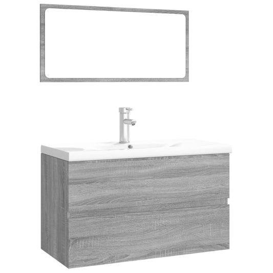 Bathroom Furniture Set Grey Sonoma Engineered Wood Bathroom Furniture Set Grey Sonoma Engineered Wood