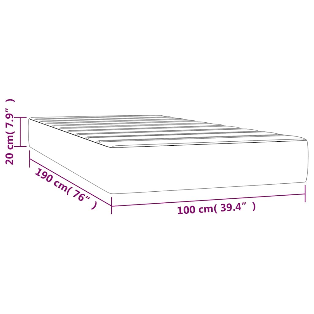 Pocket Spring Bed Mattress Black 100x190x20cm Twin Faux Leather