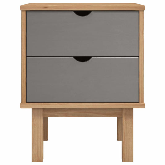 Bedside Cabinet "OTTA" Brown&Grey 45x39x57 cm Solid Wood Pine Bedside Cabinet "OTTA" Brown&Grey 45x39x57 cm Solid Wood Pine