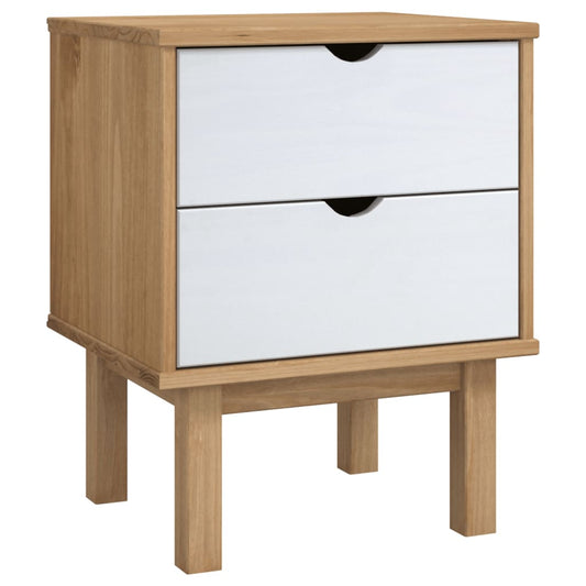 Bedside Cabinet OTTA Brown&White 46x39.5x57cm Solid Wood Pine Bedside Cabinet OTTA Brown&White 46x39.5x57cm Solid Wood Pine