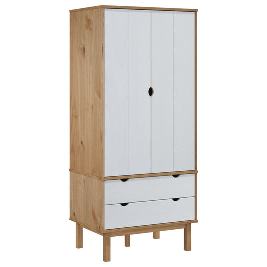 Wardrobe OTTA Brown and White 76.5x53x172 cm Solid Wood Pine Wardrobe OTTA Brown and White 76.5x53x172 cm Solid Wood Pine