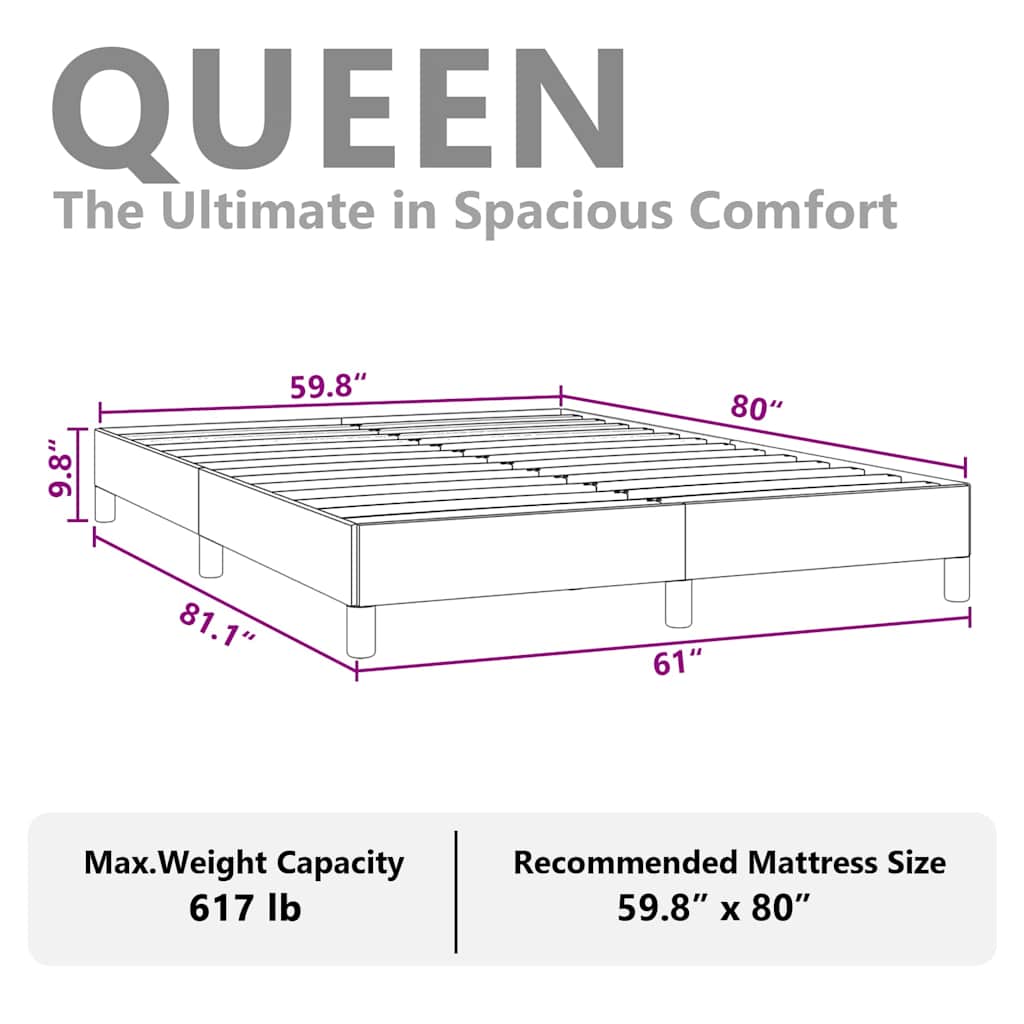 Bed Frame without Mattress Light Grey 152x203 cm Queen Fabric