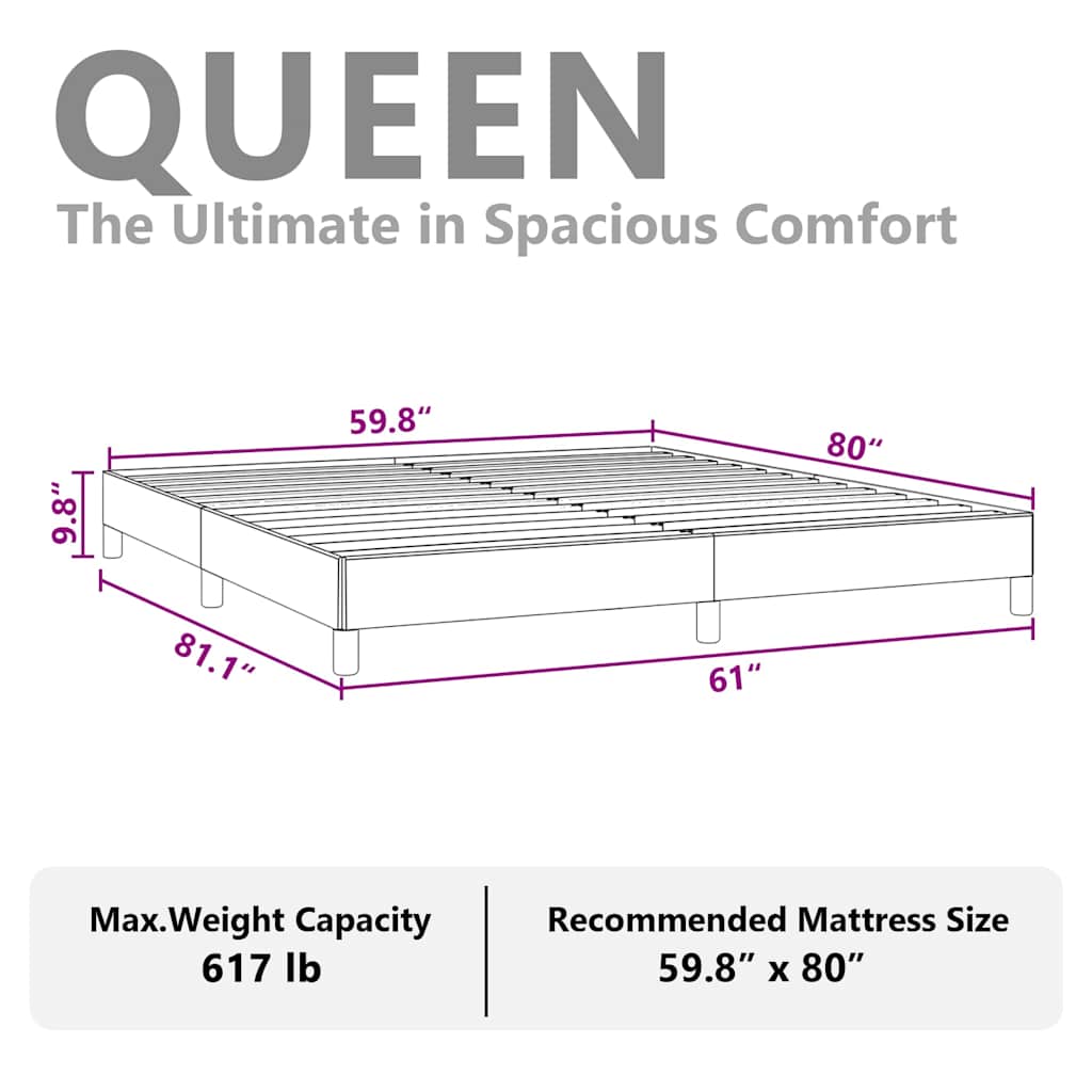 Bed Frame without Mattress Dark Grey 152x203 cm Queen Fabric