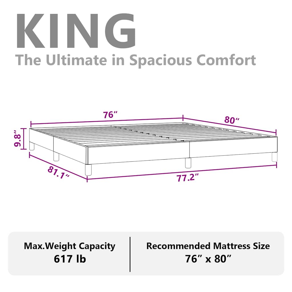 Bed Frame without Mattress Dark Grey 193x203 cm King Fabric