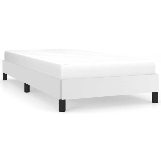 Bed Frame without Mattress White 100x190 cm Twin Faux Leather Bed Frame without Mattress White 100x190 cm Twin Faux Leather