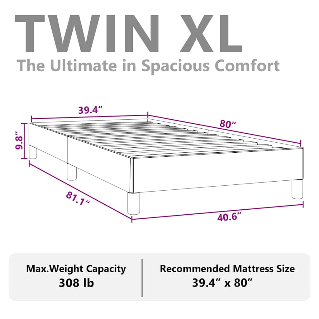 Bed Frame without Mattress Black 100x203 cm Twin XL Faux Leather