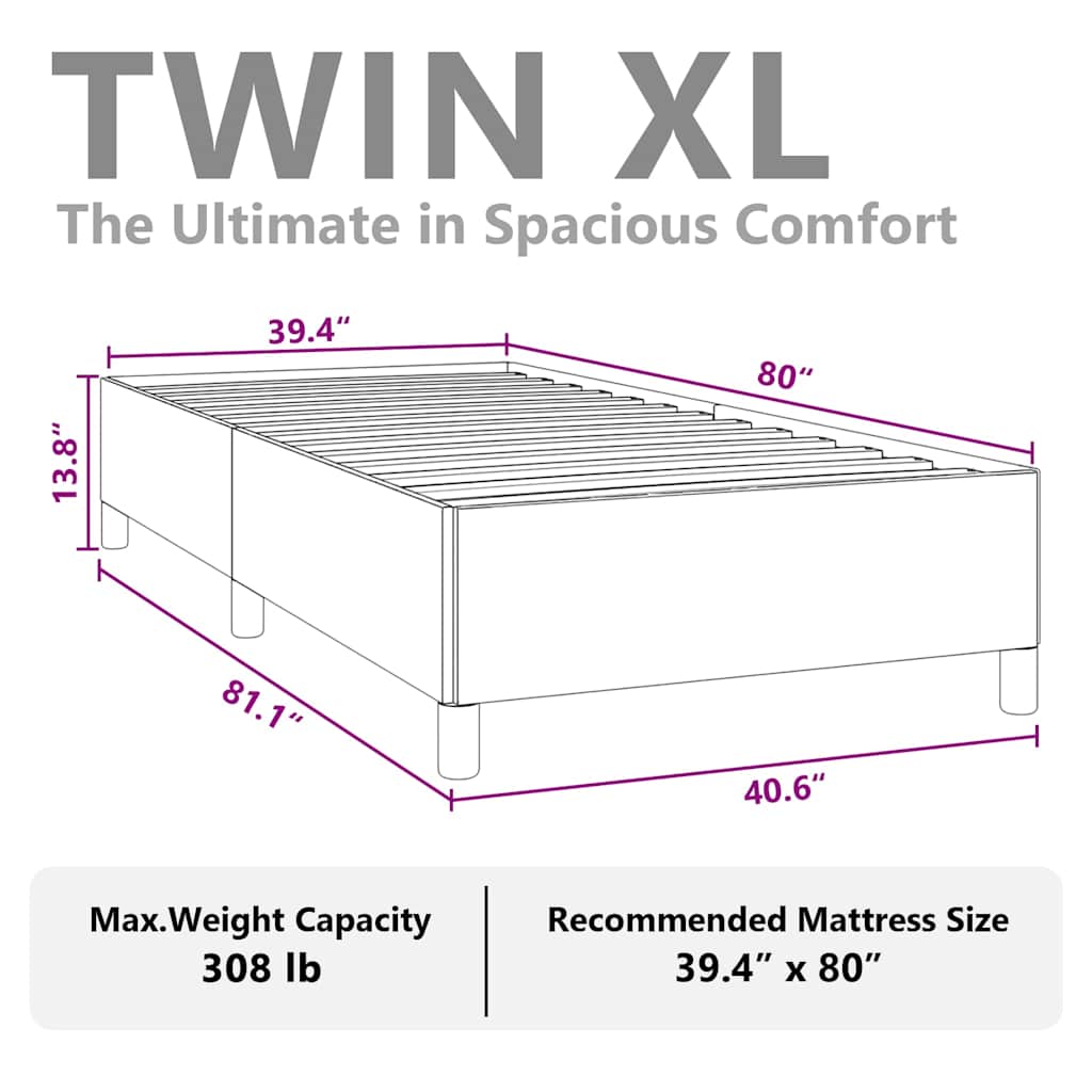 Bed Frame without Mattress Light Grey 100x203 cm Twin XL Fabric