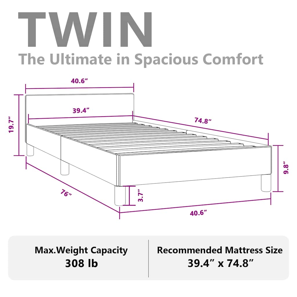 Bed Frame without Mattress Dark Grey Twin Fabric
