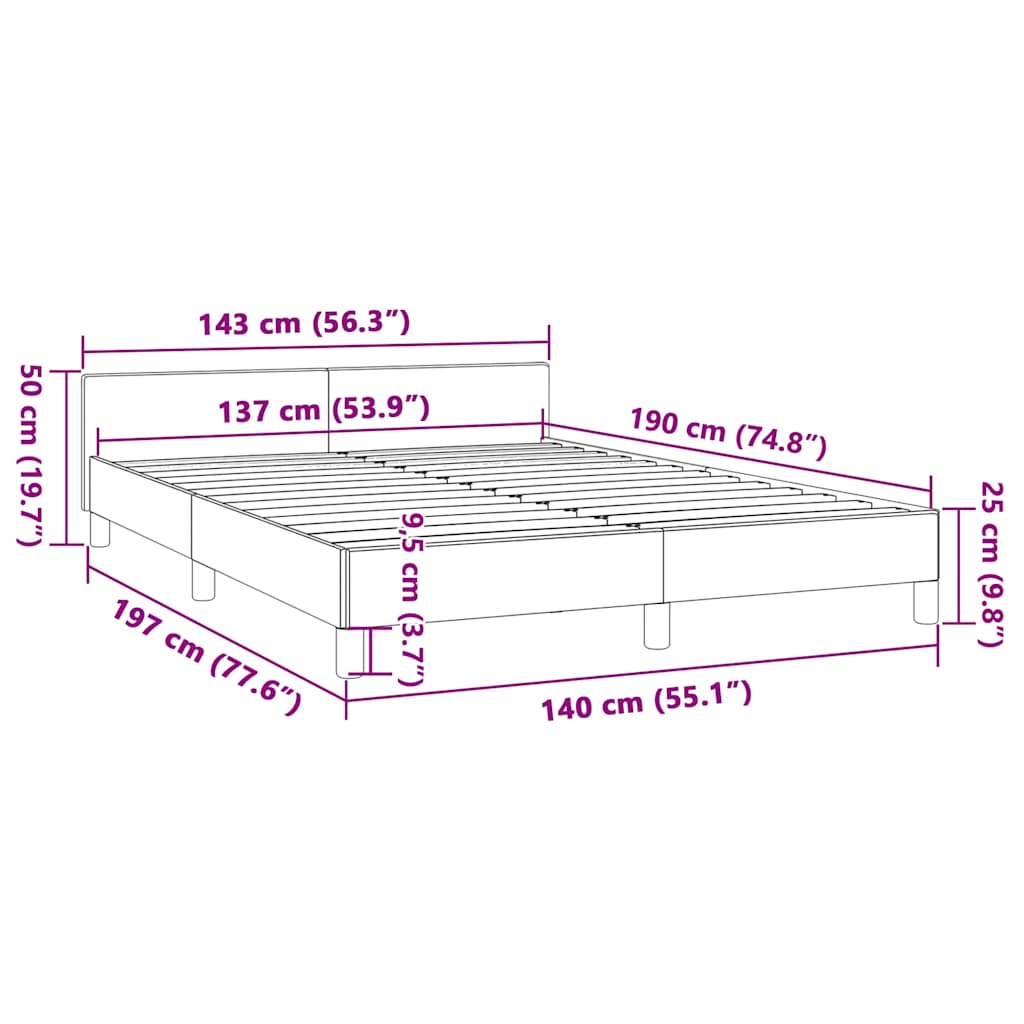 Bed Frame without Mattress Light Grey Full Fabric