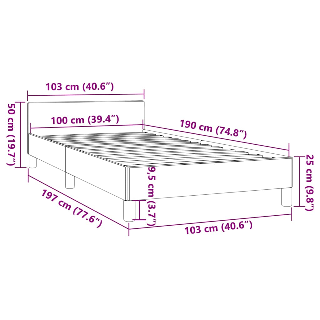 Bed Frame without Mattress Dark Grey Twin Velvet